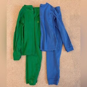 Primary Green and Blue Kids Unisex Pajama Sets (2) 100% Organic Cotton - Size 6